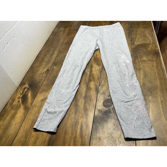 Johnny Was Women's Gray Embroidered Floral Print Cotton Blend Leggings Small - Picture 1 of 12